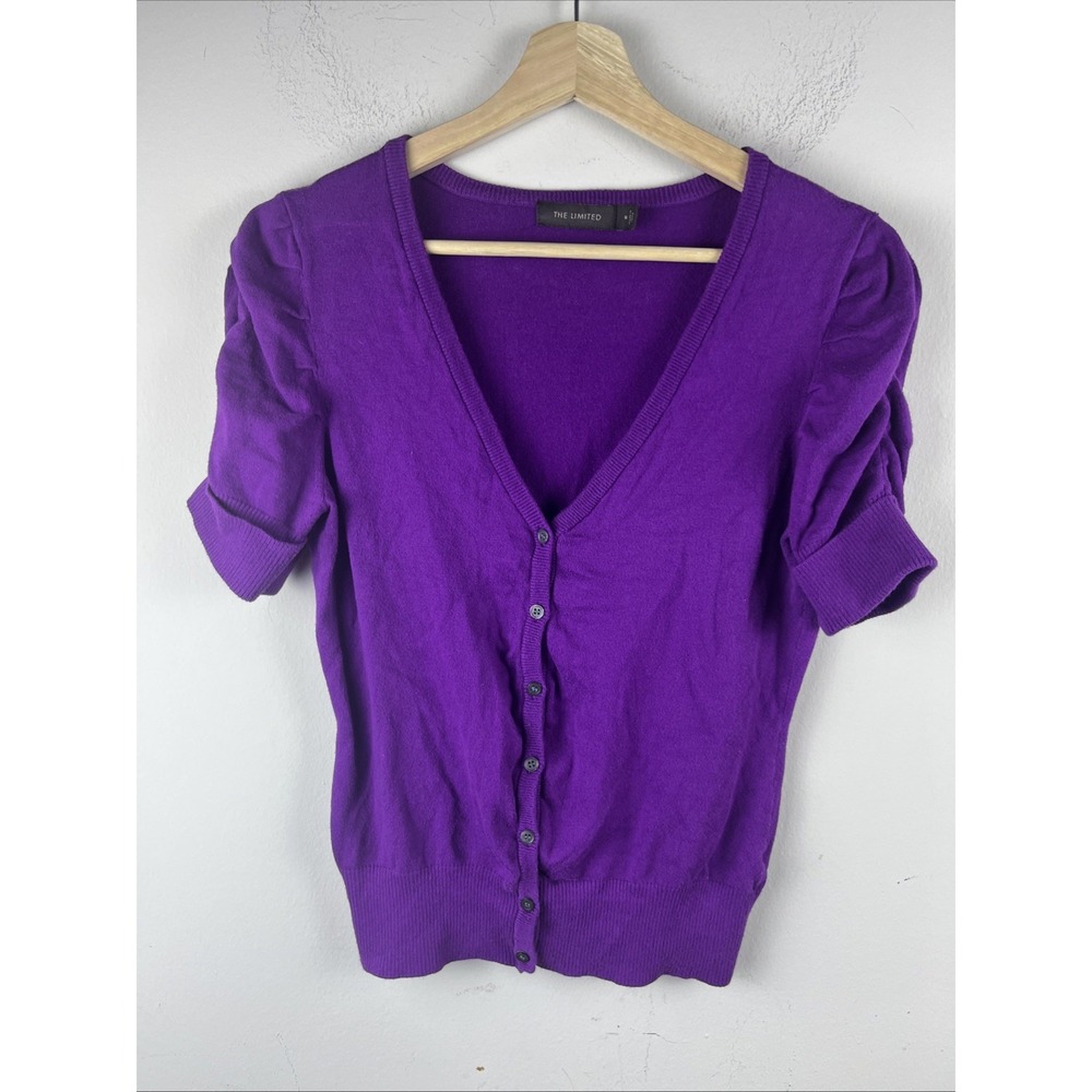 The Limited Women's Medium Purple V-Neck Button Up Cardigan Sweater